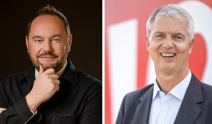 Michele Molon (links)CEO Schwan-Stabilo, Sebastian Schwanhäußer, Vorsitzender des Firmenbeirat von Schwan-Stabilo. Foto: Schwan-Stabilo