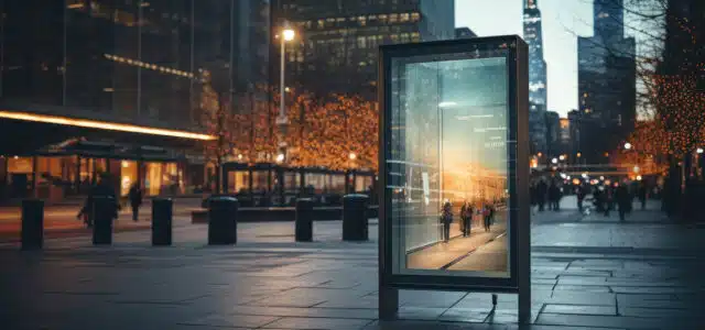 Digital Signage in Fußgängerzone von Großstadt