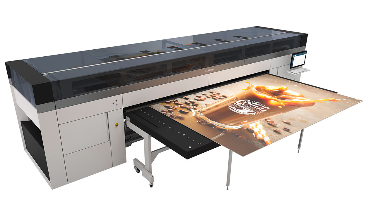 Canon Colorado XL mit Druck von Kaffewerbung.