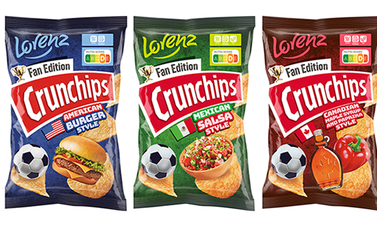 Tüten der Crunchips WM-Sorten