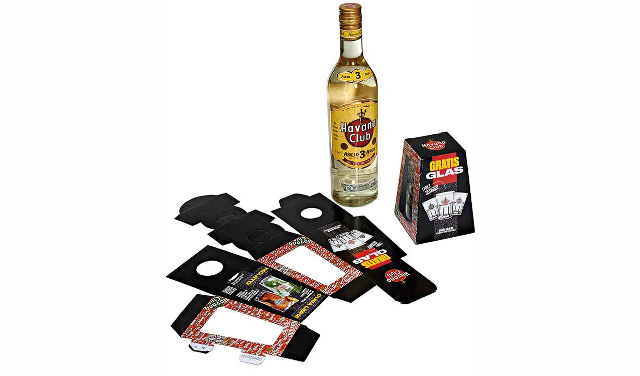 havana_club_gissler_pass Flasche Havana Club mit ausgebreiteter Verpackung