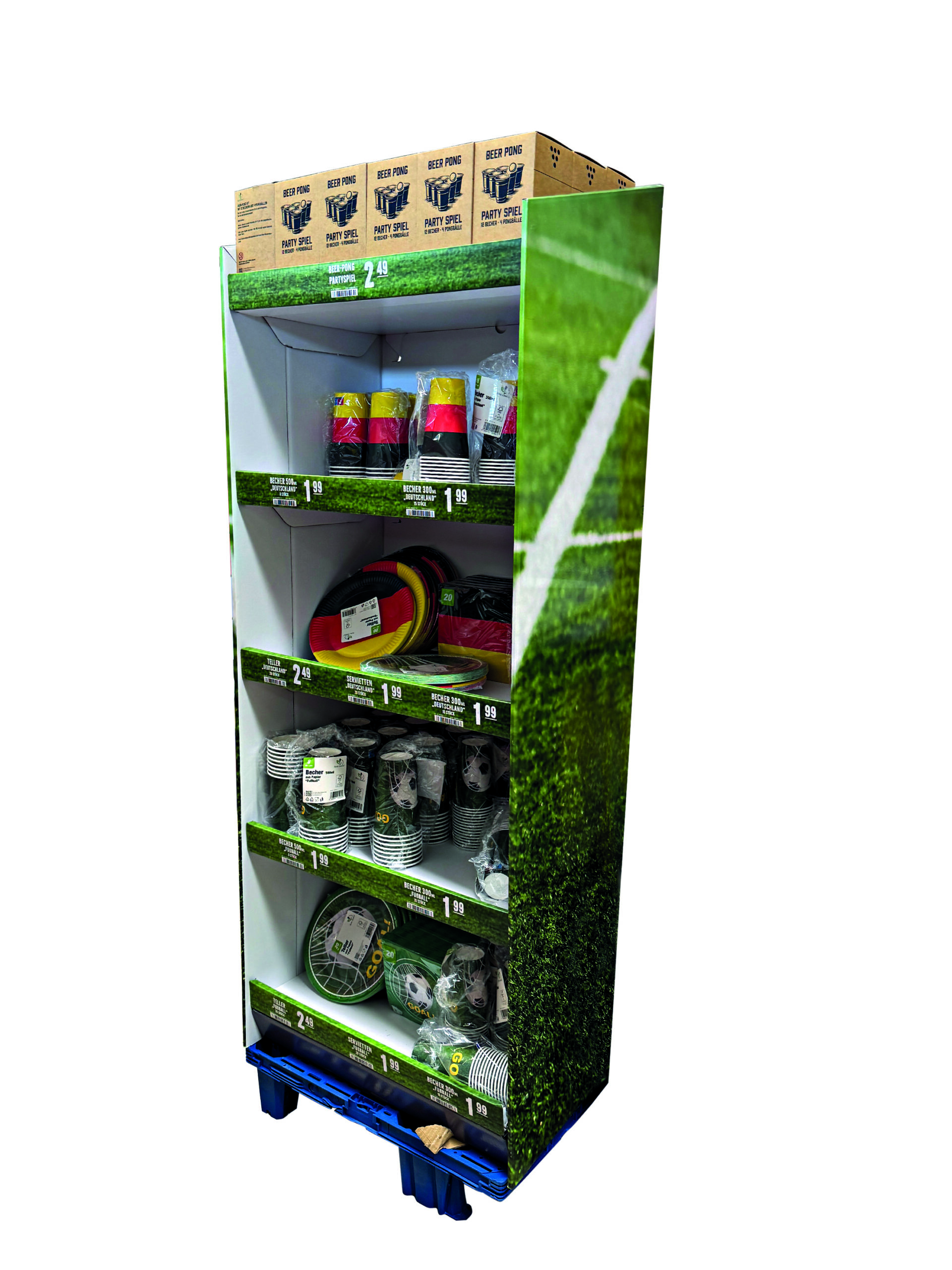 WM_Accessoires_XX_LEH Display mit Einweggeschirr in Fußball- und Deutschland-Optik