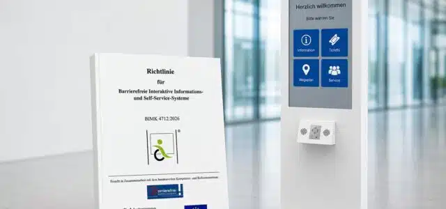 Self-Terminal und Aufsteller mit Richtlinie BIMK