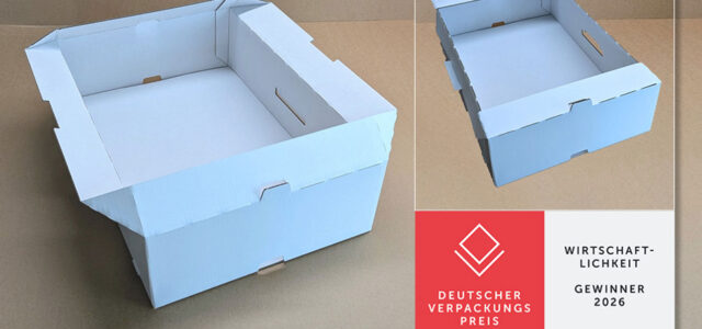 Darstellung der Verpackung von Panther auf- und zugeklappt mit Logo des Deutschen Verpackungspreises