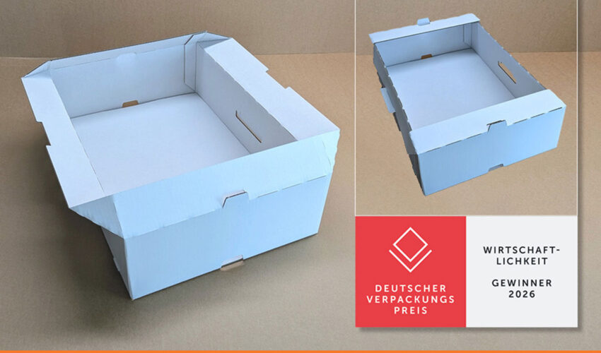 Darstellung der Verpackung von Panther auf- und zugeklappt mit Logo des Deutschen Verpackungspreises